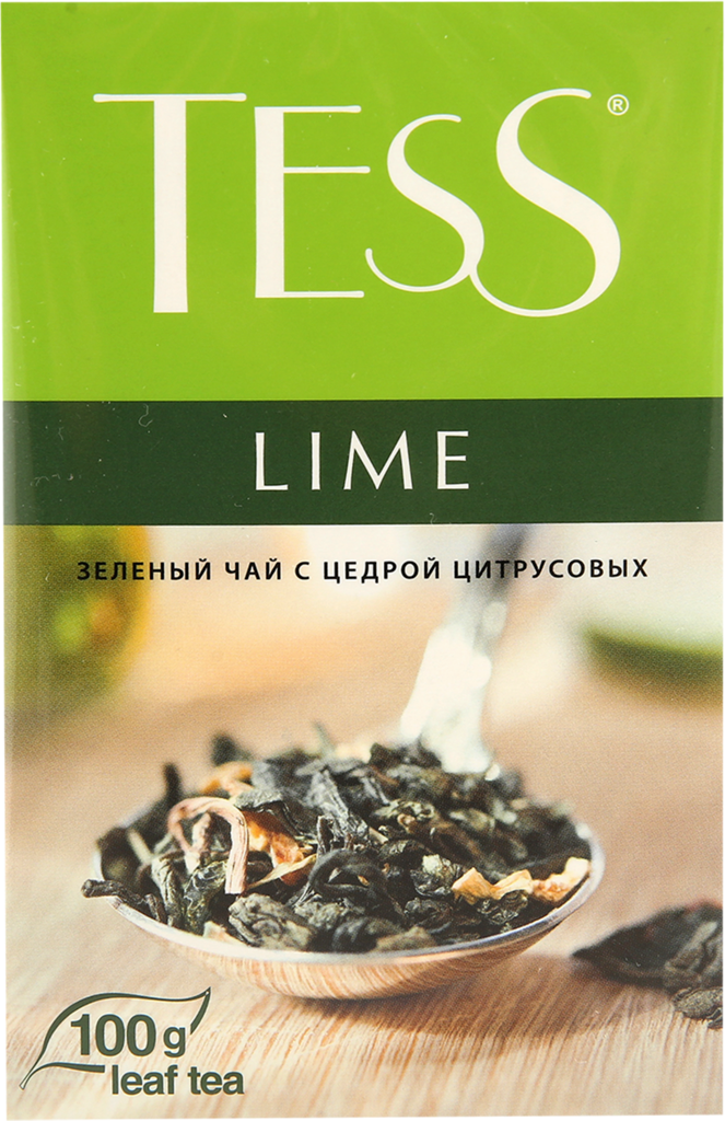 Чай зеленый TESS Lime с цедрой цитрусовых и ароматом лайма листовой, 100г