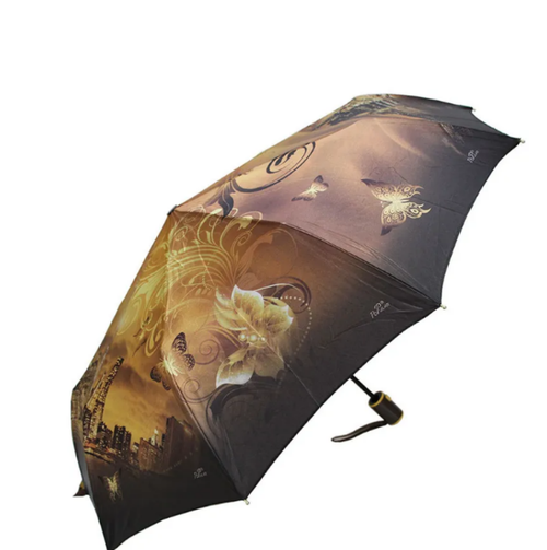 Зонт полуавтомат, 3 сложения, для женщин, коричневый