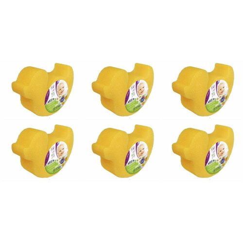 Эдит Губка для тела детская,150х100х40 мм, желтая, 6 шт