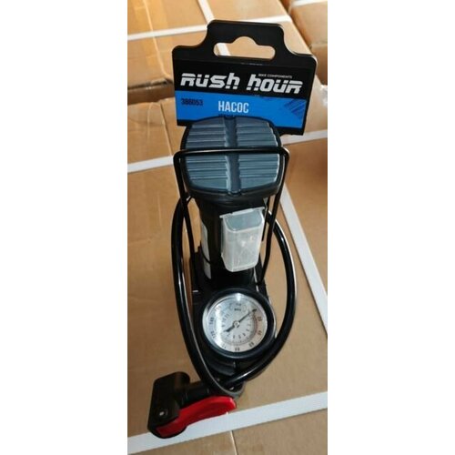 Насос ножной велосипедный один баллон с манометром 45x180 мм RUSH HOUR Шланг велонасоса под ниппель AVFV 88000₽