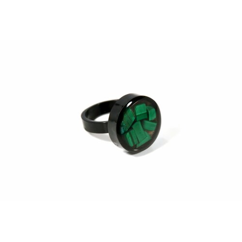 Кольцо Карамба, малахит, размер 21, зеленый, черный