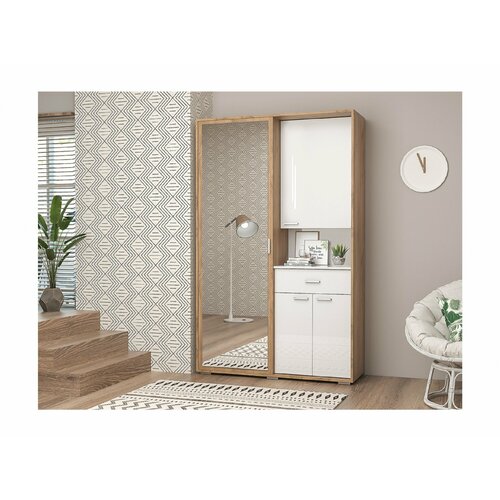 Прихожая Иннэс-4 1200 ЛДСП Дуб Крафт Золотой Белый Глянец 19837₽