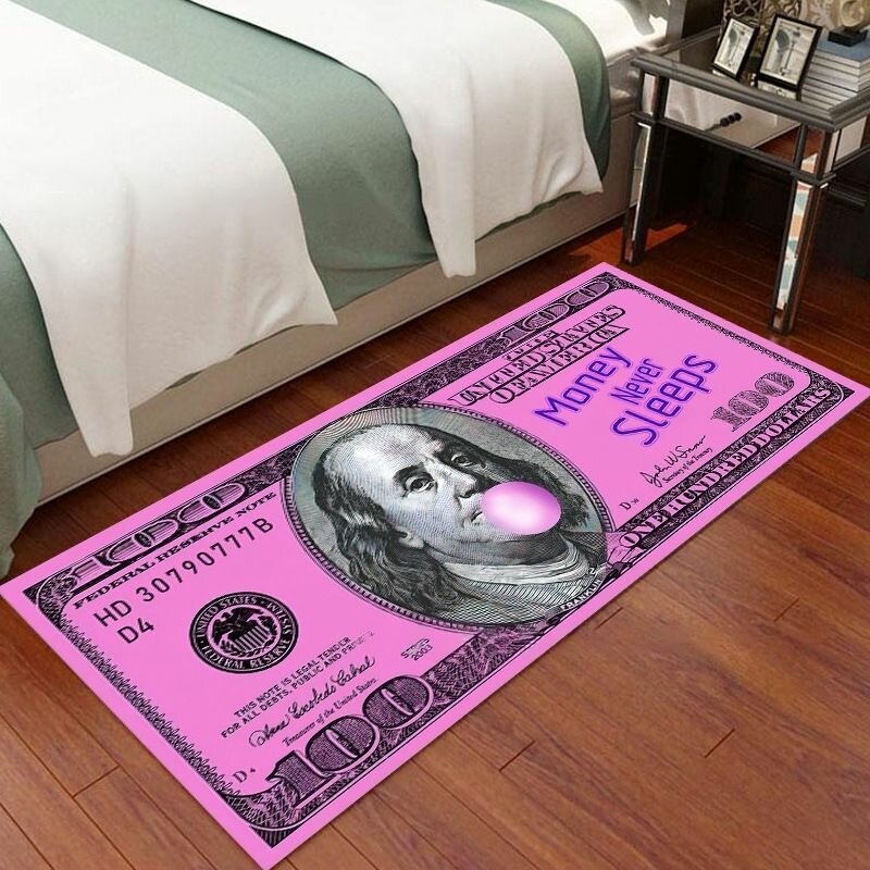 Ковер , 66x160см, 100USD, 100 долларов США, розовый, money never sleeps