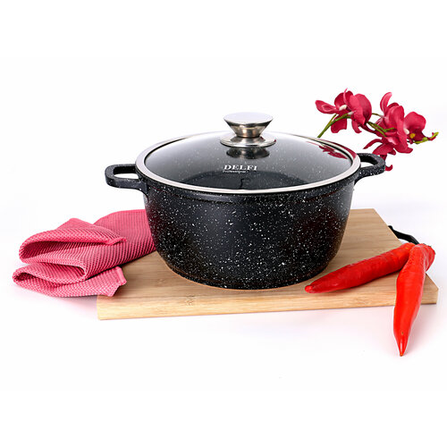 Кастрюля гранит Delfi Professional Mocaccino с крышкой 24см 5л сотейник жаровня ВОК 3900₽