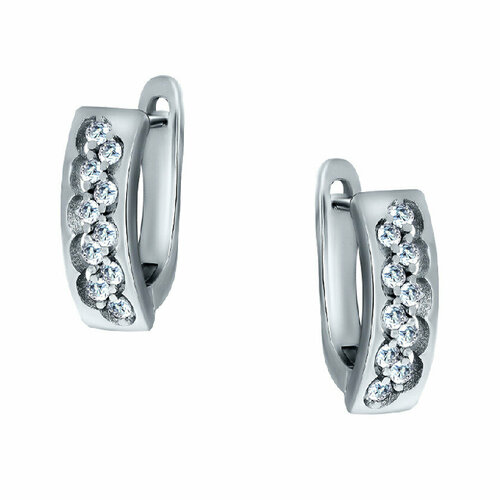 Серьги Fidelis, серебро, 925 проба, родирование, фианит, золотой