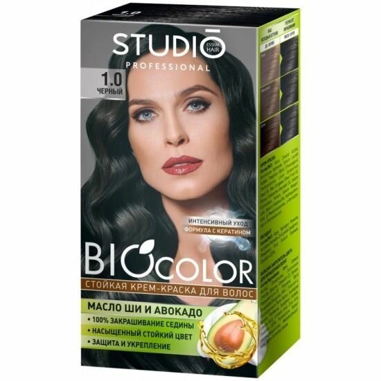 Studio, Крем-краска для волос Biocolor т.1.0 Черный, 115 мл