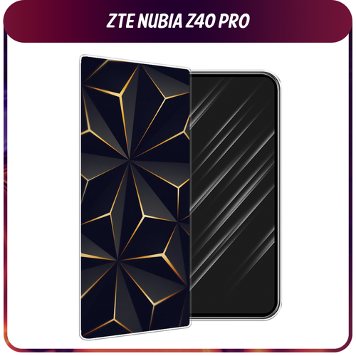 Силиконовый чехол на ZTE Nubia Z40 Pro / ЗТЕ Нубиа Z40 Про Черные полигоны силиконовый чехол на zte nubia z40 pro зте нубиа z40 про текстура красный шелк