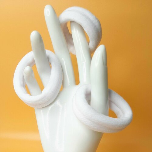 Резинки бесшовные для волос трикотажные простые набор 3 штуки для густых волос белые