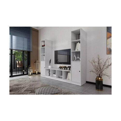 Стенка модульная Билли Айден 10 Белый Фасадный 0101 по мотивам Ikea Икея, 197х167х40 см, ЛДСП