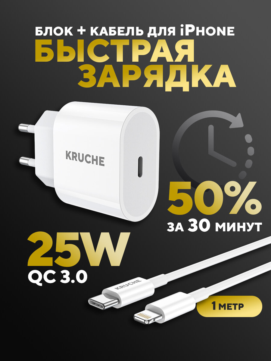 Зарядка для Айфона Type-C lightning 1 метр 25W