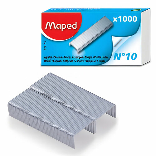 Скобы для степлера №10, 1000 штук, MAPED (Франция), до 20 листов, 324105 упаковка 36 шт.