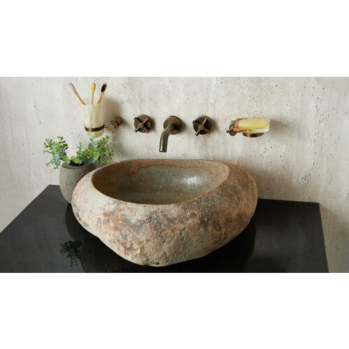 Гранитная раковина для ванной Sheerdecor Piedra 00501111433 из бежевого речного камня гранита