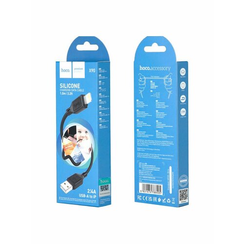 Кабель X90 USB Lightning 1M 24A HOCO черный 298₽