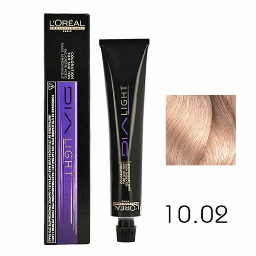 Краска для волос Dia Light 10.02 50 мл L'Oreal Professionnel Dia Light 10.02 50 мл краска для волос l oreal professionnel гель краска для волос без аммиака l oreal professionnel dia light 6 11 темный блондин пепельный интенсивный