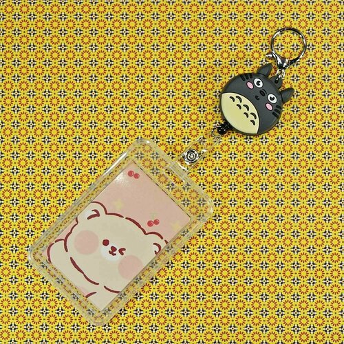 Бейдж школьный с брелком-ретрактором Мышка, для пропуска (бесконтактной карты), пластик- прозрачный