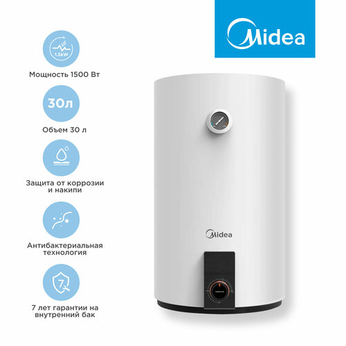 фото Водонагреватель электрический накопительный на 30 литров midea mwh-3015-cvm