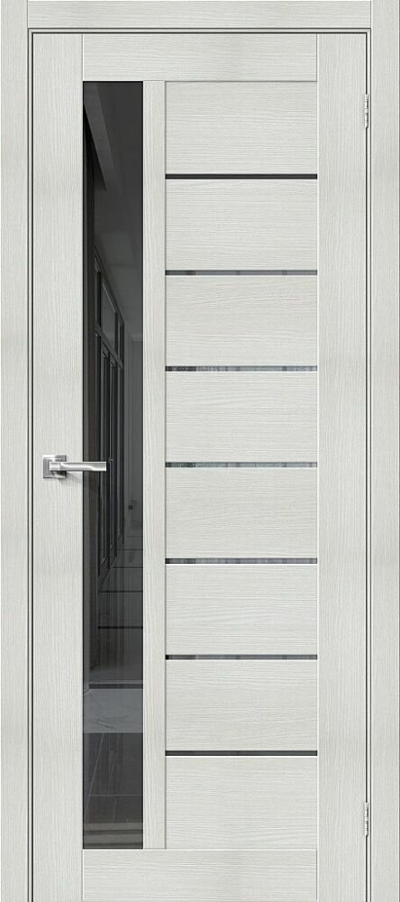 Межкомнатная Дверь с Экошпоном Bravo Браво-27 Bianco Melinga / Mirox Grey 900x2000 (полотно 1шт) / Браво