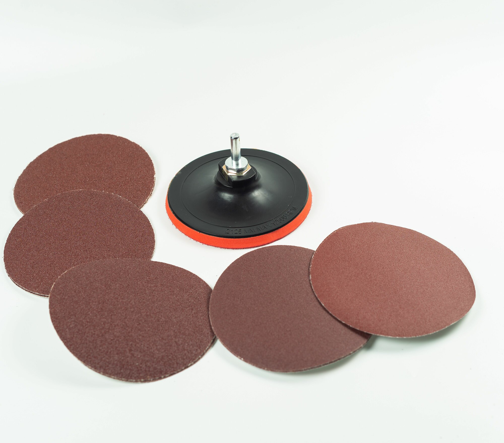 Адаптер для УШМ 125мм и дрели липучка с комплектом кругов, 10 шт Набор кругов с насадкой и переходником