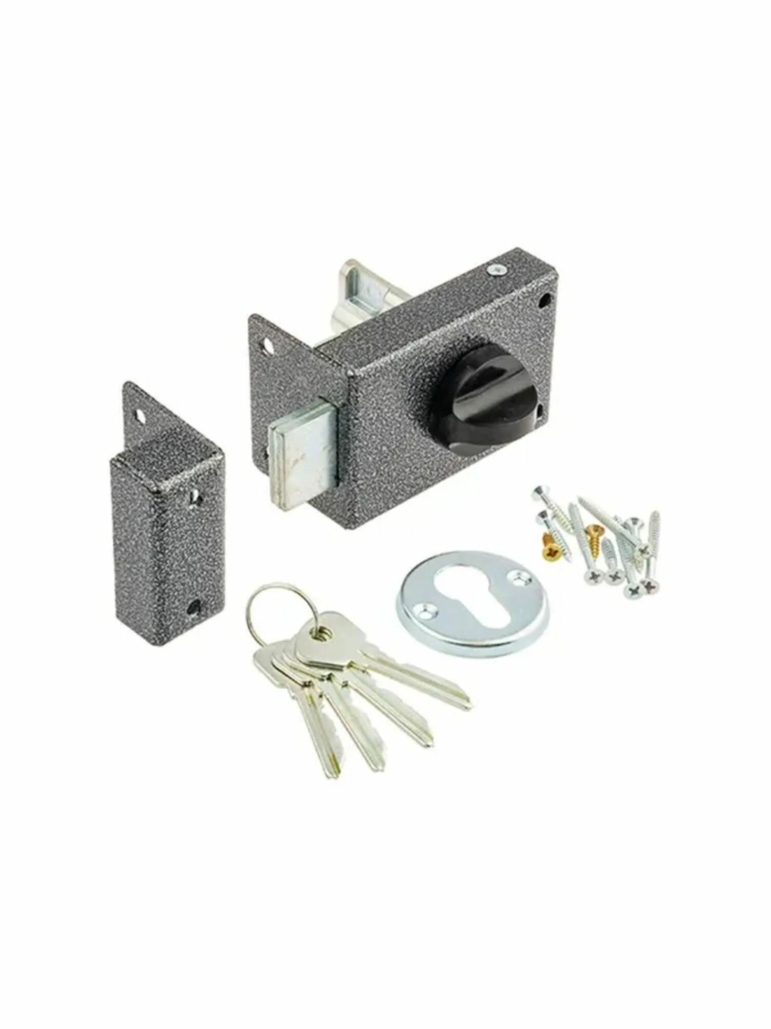 Накладной замок Зенит Омега ЗН1, серебро, цилиндровый, 4 ключа