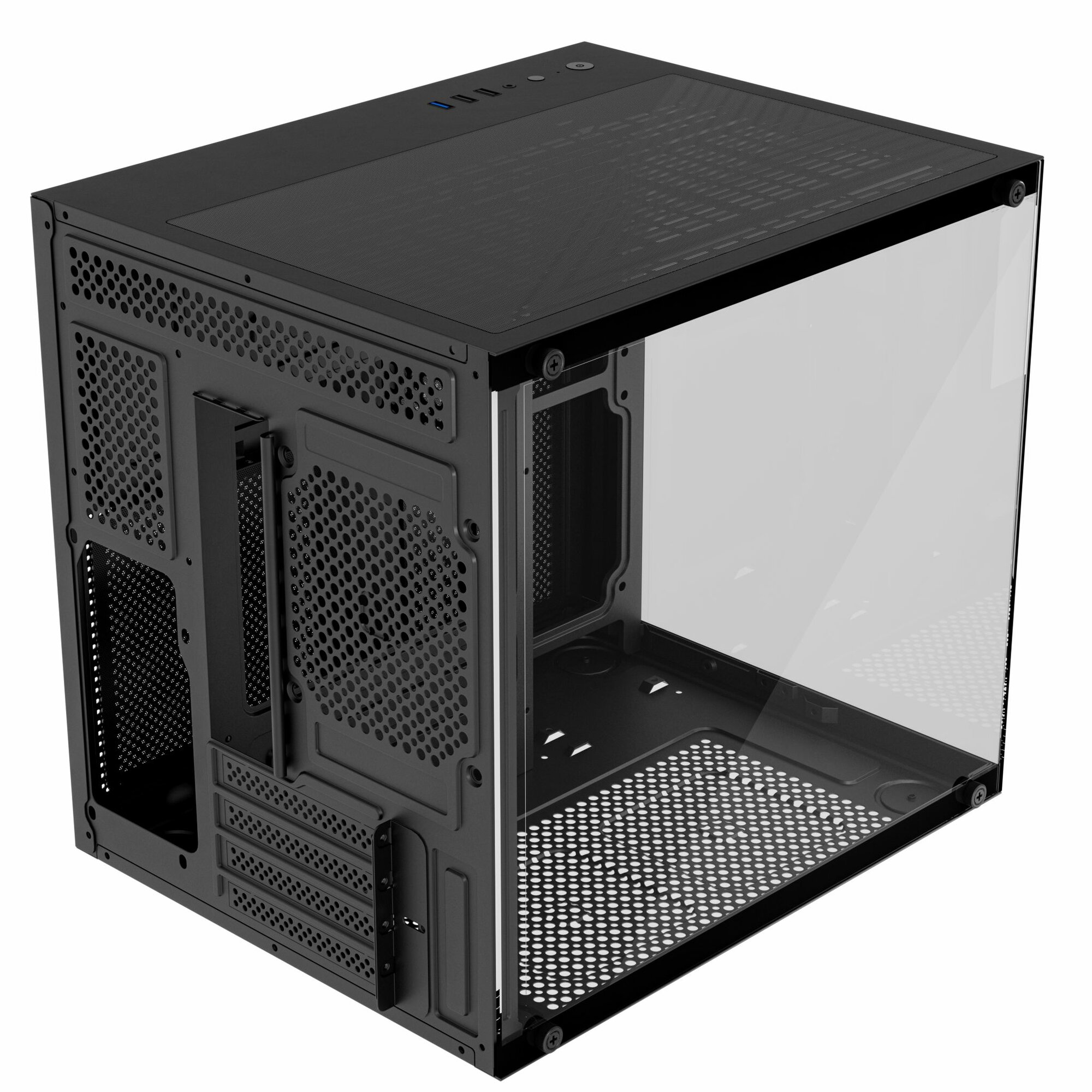 Корпус Invader Q3S кубик + закаленное стекло, Micro-ATX, Mini-ITX — фото 1