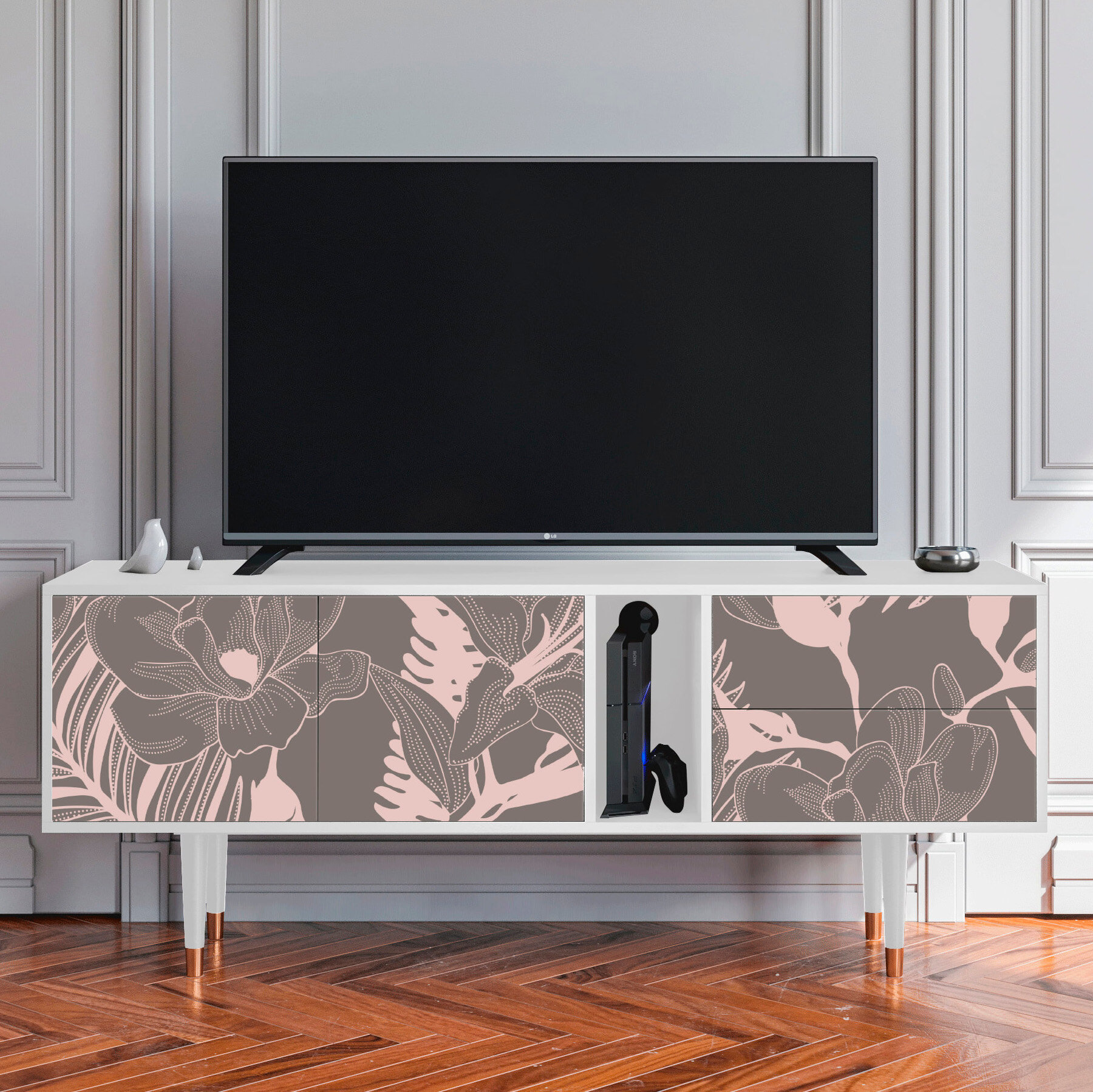 ТВ-Тумба - STORYZ - T1 Issabelline Flower, Размер - 170 x 69 x 48 см, Цвет корпуса - , Белый
