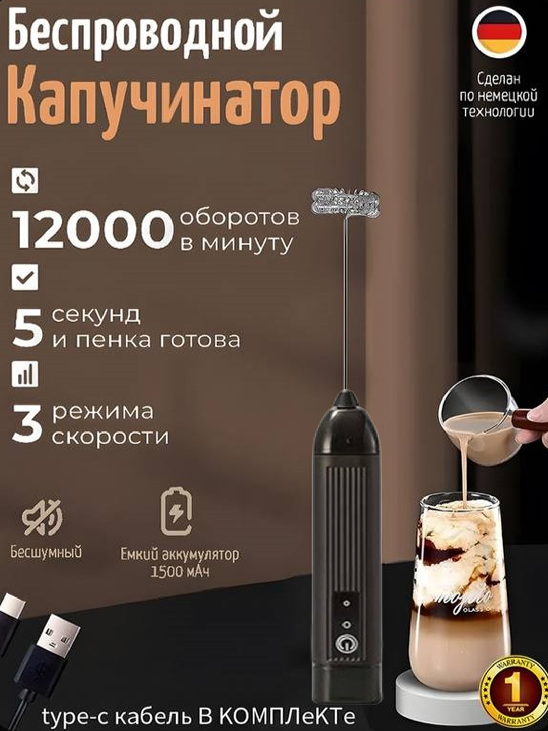 Капучинатор, вспениватель молока , электрический, нержавеющая сталь Электрический вспениватель для молока — Milk Frother