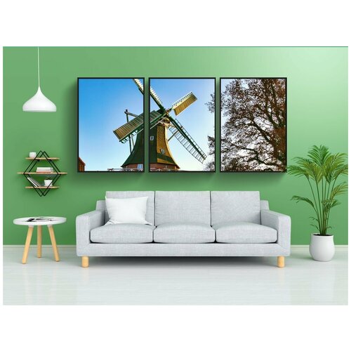 фото Набор модулных постеров для интерьера "мельница, старый, исторический" 60x90 см. в тубусе, без рамки lotsprints