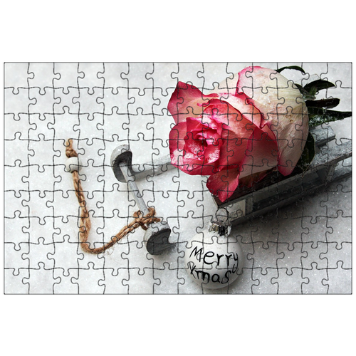 фото Магнитный пазл 27x18см."санки, тобогган, роза" на холодильник lotsprints