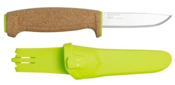 Нож туристический Morakniv Floating Knife (S) Lime, нержавеющая сталь, пробковая ручка, зелёный, 13686