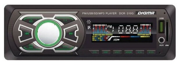 Автомагнитола Digma DCR-310G USB MP3 FM 1DIN 4x45Вт черный