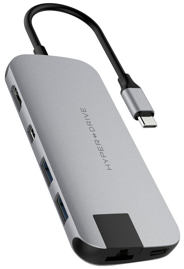 USB-хаб HyperDrive SLIM 8-in-1 USB-C Hub серый космос (HD247B-GRAY)