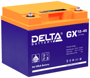 Аккумуляторная батарея Delta GX 12-45 12В/45Ач, клемма Болт М6 (197х165х170мм (170мм); 14,6кг; Срок службы 15лет; Гарант