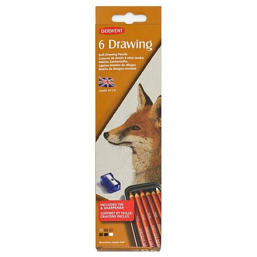 Derwent Набор цветных карандашей Drawing заточенный 6 цв. 0701089 с точилкой