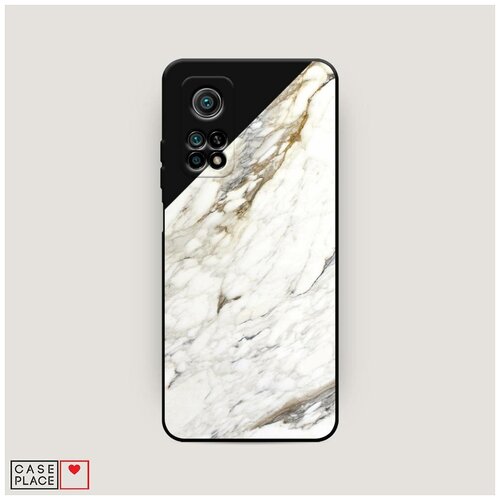 фото Чехол силиконовый матовый xiaomi mi 10t pro белый мрамор уголок case place