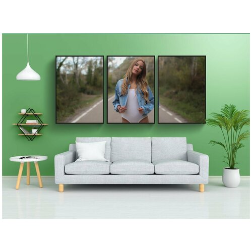 фото Набор модулных постеров для интерьера "девочка, поезд, рельсы" 60x90 см. в тубусе, без рамки lotsprints