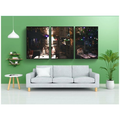 фото Набор модулных постеров для интерьера "бар, за пределами, летом" 60x90 см. в тубусе, без рамки lotsprints