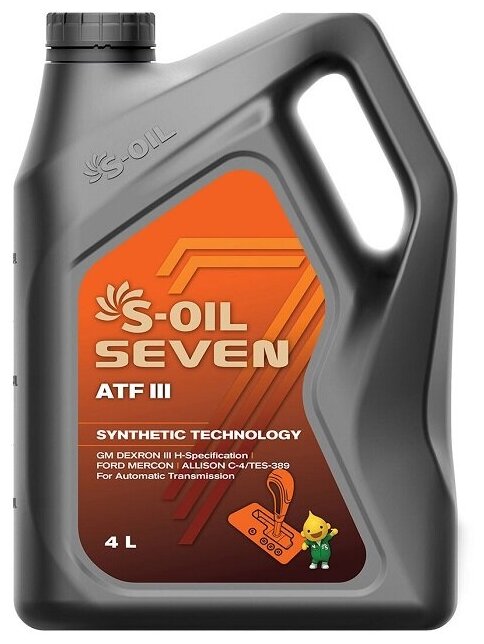 Масло трансмиссионное S-Oil Seven ATF III 4 л синт.