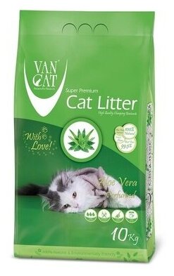 Van Cat Комкующийся наполнитель без пыли с ароматом Алоэ вера, пакет (Aloe Vera) | Aloe Vera, 5 кг