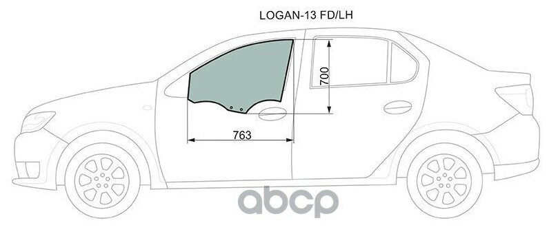 Стекло Переднее Левое Опускное Renault Logan 14- XYG арт. LOGAN-13 FD/LH