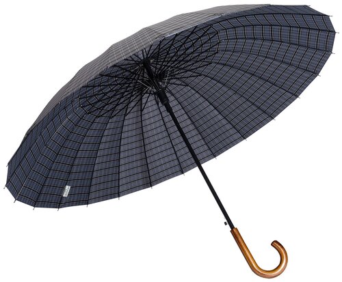 Зонт-трость Sponsa, полуавтомат, купол 120 см, 24 спиц, деревянная ручка, система «антиветер», чехол в комплекте, серебряный