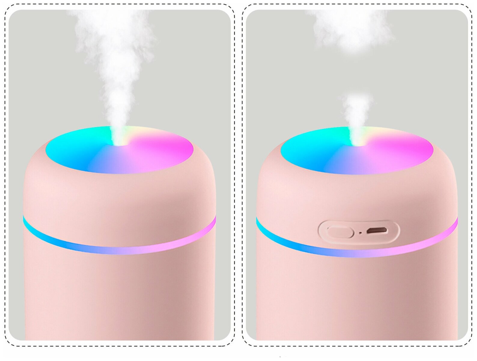 Аромадиффузор-ночник Humidifier H2O, розовый - фотография № 5