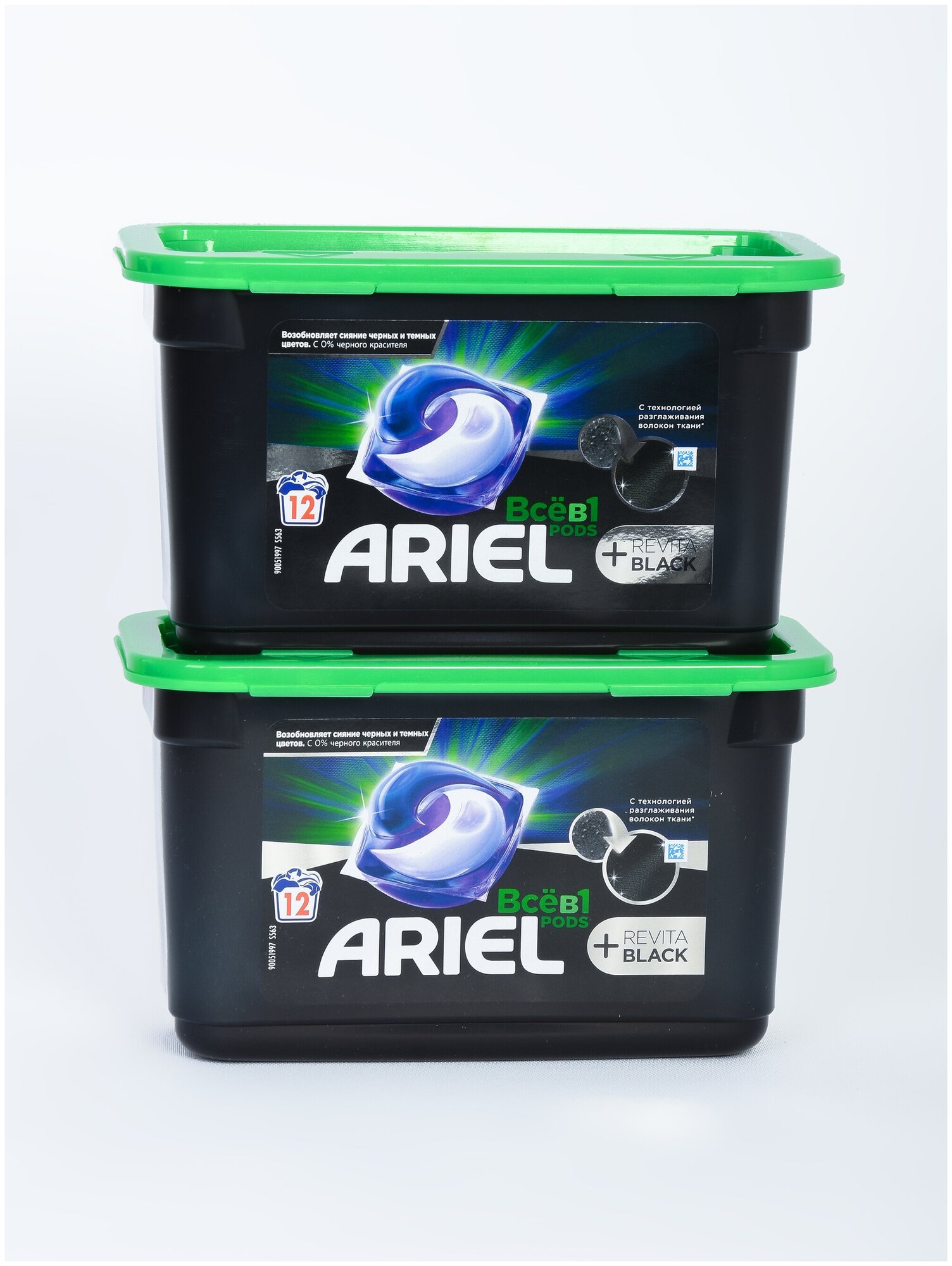 Капсулы для стирки Ariel PODs Все-в-1 +Revitablack (чёрный), 2х12шт.,24шт.