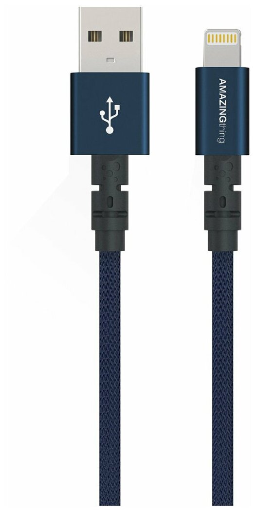 Кабель для Apple iPhone/iPad/iPod/AirPods lightning - USB Amazingthing/Быстрая зарядка/MFi Blue 1.1 м 3.2A/шнур/для зарядки и передачи данных
