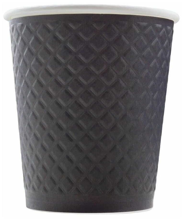 Стаканы одноразовые бумажные двухслойные Formacia, объем 250 мл, в наборе 25 шт. цвет черный, стаканчики для кофе с вафельной тектурой