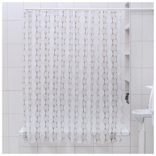 фото Штора для ванной комнаты «капли» skiico 180×180 см / шторка для ванной комнаты цвет белый и синий