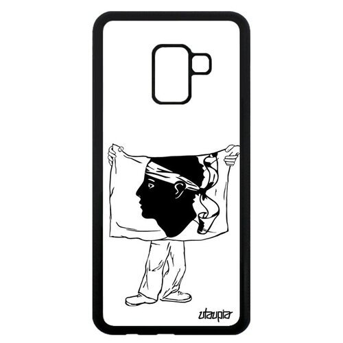 фото Яркий чехол на смартфон // samsung galaxy a8 2018 // "флаг корсики с руками" туризм государственный, utaupia, белый
