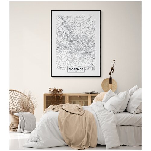 Постер / Плакат / Картина на холсте Карта Флоренции 60x90 см в подарочном тубусе