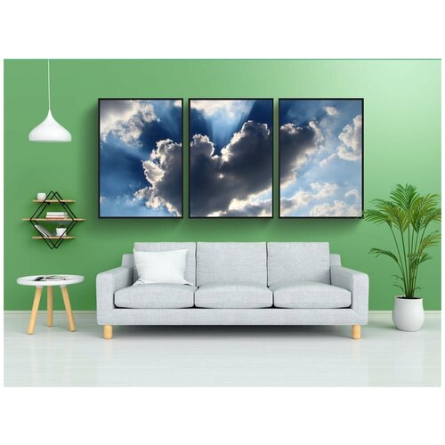 фото Набор модулных постеров для интерьера "облако, сердце, небеса" 60x90 см. в тубусе, без рамки lotsprints