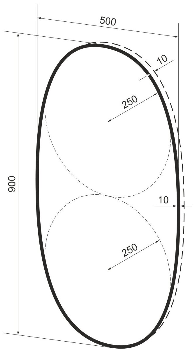 Влагостойкое овальное зеркало Wellsee 7 Rays' Spectrum 172201430, размер 50 х 90 см, с тонким черным матовым контуром - фотография № 9