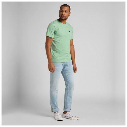 фото Футболка lee ss pocket tee l64pswqn мужская, цвет зелёный, размер l